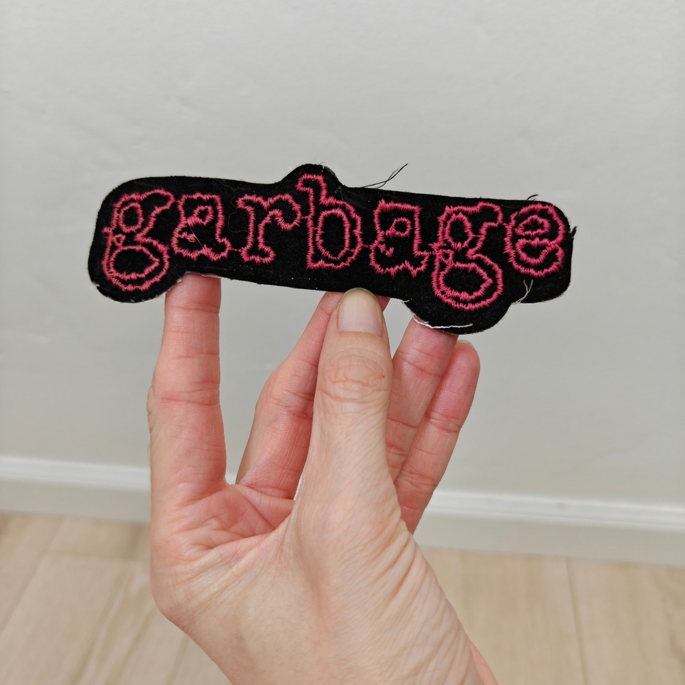 Vintage 90s Garbage Band Patch OS Black Pink Embroidered 90s Grunge Rock